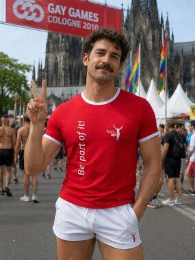 Gay Games 2010 Cologne Germany Ringer T Shirt Large - Queer Sports Pride LGBTQ